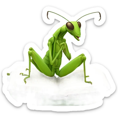 praying mantis reading a bible sticker