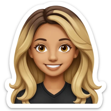 Jade Thirlwall with long dark brown hair with blonde highlights sticker