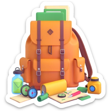 adventurer backpack with compass and supplies sticker