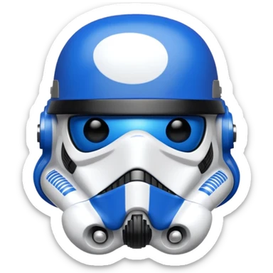 a blueberry wearing a black storm trooper helmet sticker