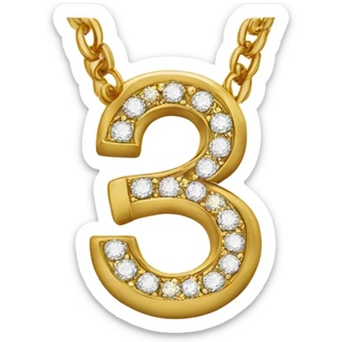 Gold chain with 23 as the pendant in gold and diamonds sticker