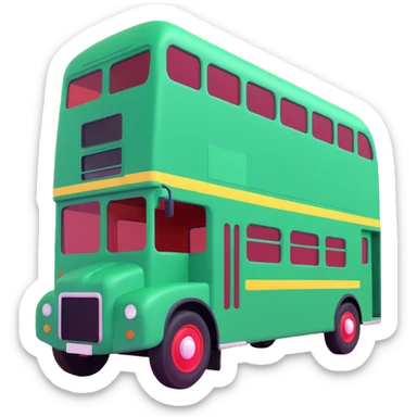 green double decker bus facing right sticker