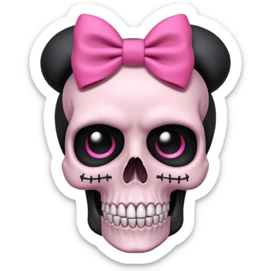 emo black skull with a pink bow sticker