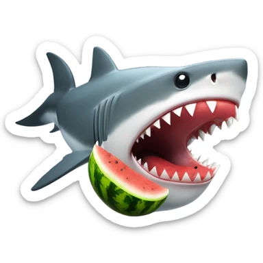 Shark eating a watermelon while eating a walrus sticker