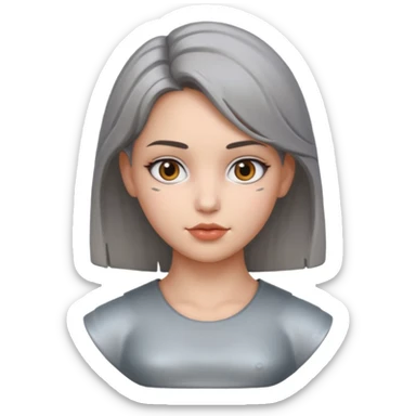 gray metal painted girl bust face included sticker