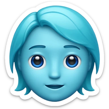 A profile imogi that is blue and aqua color and with lot of texxture sticker