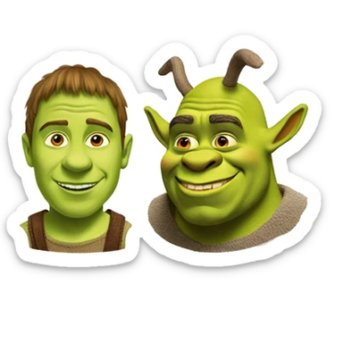 Shrek and donkey on a beech sticker