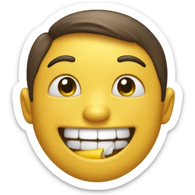 Emoji in pleasure eating a yellow bone sticker