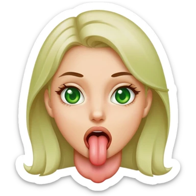 Girl sticking out tongue green eyes sticker
