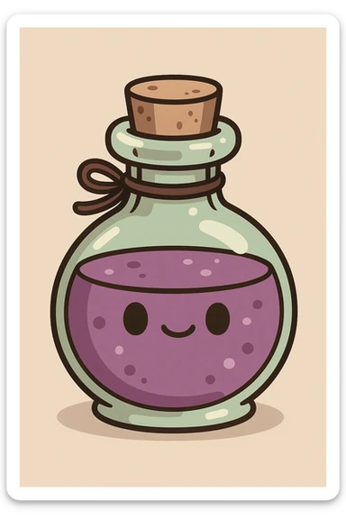 adorable potion bottle, flat illustration, no face or limbs sticker