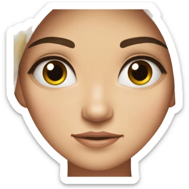 girl with light skin, dark hair and hazel eyes. very pretty, but she have an angry plan sticker