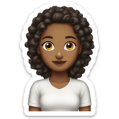 Girl with brown skin brown eyes curly black hair realy pretty tanned jamacia top sticker