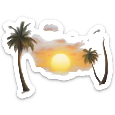 Cuadro pintura en mar atardecer sticker