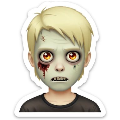 Boy zombie with blonde emo hair sticker