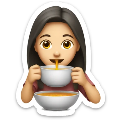 girl drinking soup sticker