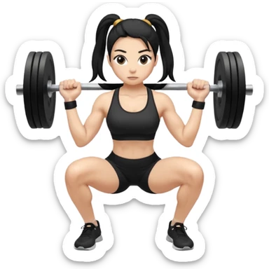 Women with long black ponytail doing a squat with no weights sticker