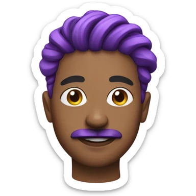 Nonbinary person with mustache fade and purple locs sticker
