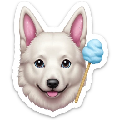 White belgian Shepard With glitter eyes loves Cotton candy sticker