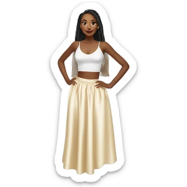 Cream Satin maxi skirt sticker