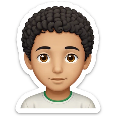 un chico con poco pelo negro rizado marroqui con piel morena ojos marrones diciendo gracias  sticker