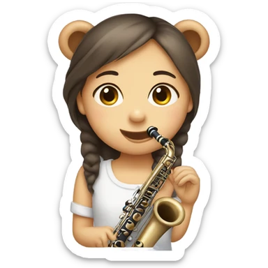 Bear clarinet cute girl sticker