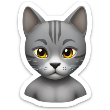 Gray-cat-muay-thai-fighter sticker