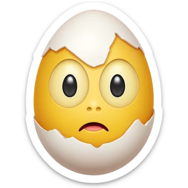 a egg with a weird face sticker