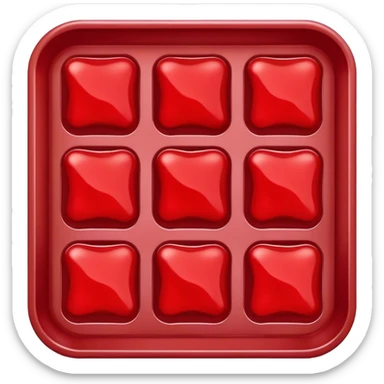 Flat Red Gelatin dessert in a tray no toppings sticker