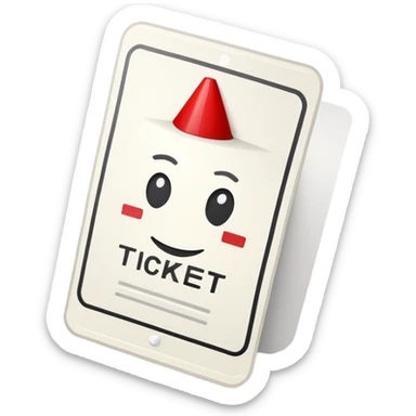 A digital emoji representing a traffic ticket. A small, slightly curved paper with printed lines, a red warning mark, and a subtle shadow. Minimalist and modern design, resembling official traffic fines sticker