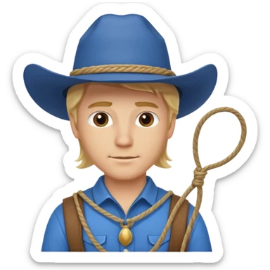 Cowboy blonde hair with blue hat and lasso sticker
