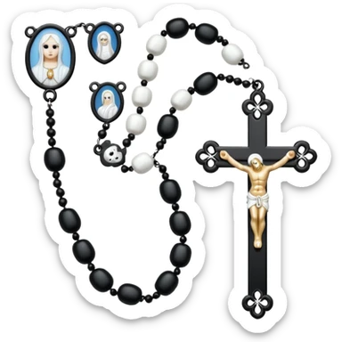 Gothic white rosary with  of beads sticker