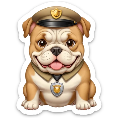 bulldog with a security badge sticker