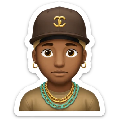 black guy with golden chains flesh tunnels and a snapback cap sticker