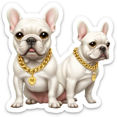 Frenchie dog wearing gold chain sticker