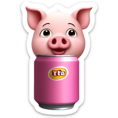 A pig drinking cola sticker