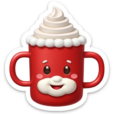 red mug of hot chocolate with marshmallows sticker
