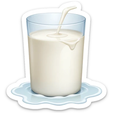 a small puddle of white and clear liquid sticker