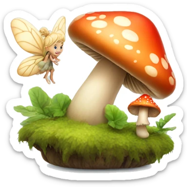Mushroom with a cute fairy  sticker
