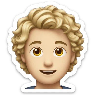 a boy have 13 years old have a wavy hair and white skin sticker