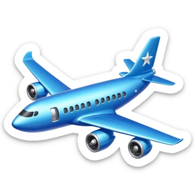 Glitter blue avião sticker