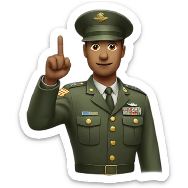 Military person point finger up sticker