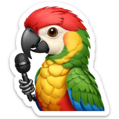 Parrot speaking into mic sticker