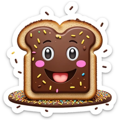 hagelslag-cinematic-realistic-hagelslag-treat-emoji,-depicted-as-crunchy-chocolate-sprinkles-scattered-on-a-slice-of-buttered-bread,-rendered-with-vivid-textures-and-playful,-inviting-lighting. sticker