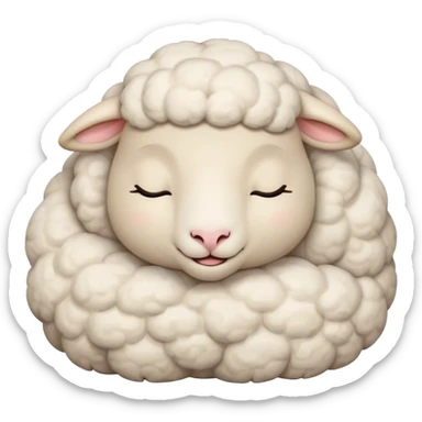 Meme-Worthy Cute Sleeping Sheep Portrait Emoji, Head resting peacefully with a contented smile, showcasing a robust build and a luxuriously soft white fleece, eyes shut in a serene, restful nap, Simplified yet hilariously adorable features, highly detailed, glowing with a soft, drowsy light, high shine, relaxed and utterly lovable, stylized with an air of playful laziness, bright and heartwarming, soft glowing outline, capturing the essence of a comically sleepy sheep, so meme-worthy it feels like it could instantly become the next viral sensation of adorable slumber! sticker