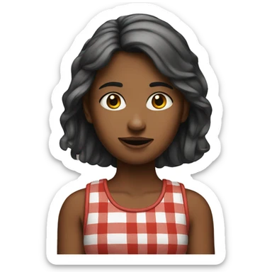 Girl with red plaid tank top  sticker