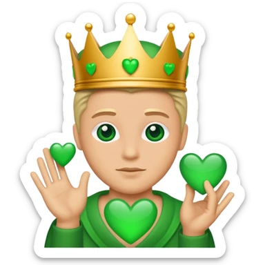 Liebe dich King mit grünen herzen sticker