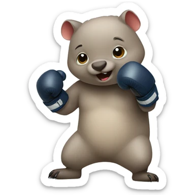 Cute wombat wearing boxing gloves sticker