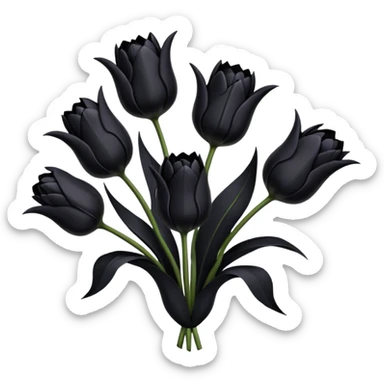 goth tulip bouquet with black tulips and bat flying above sticker