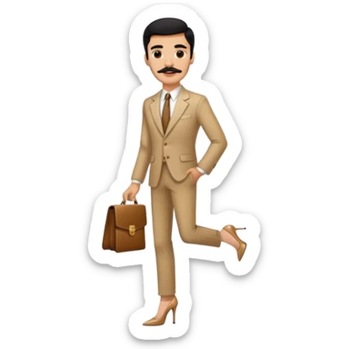 Man in high heels light brown with black hair and mustache  sticker