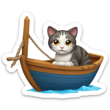 a cat with boat sticker